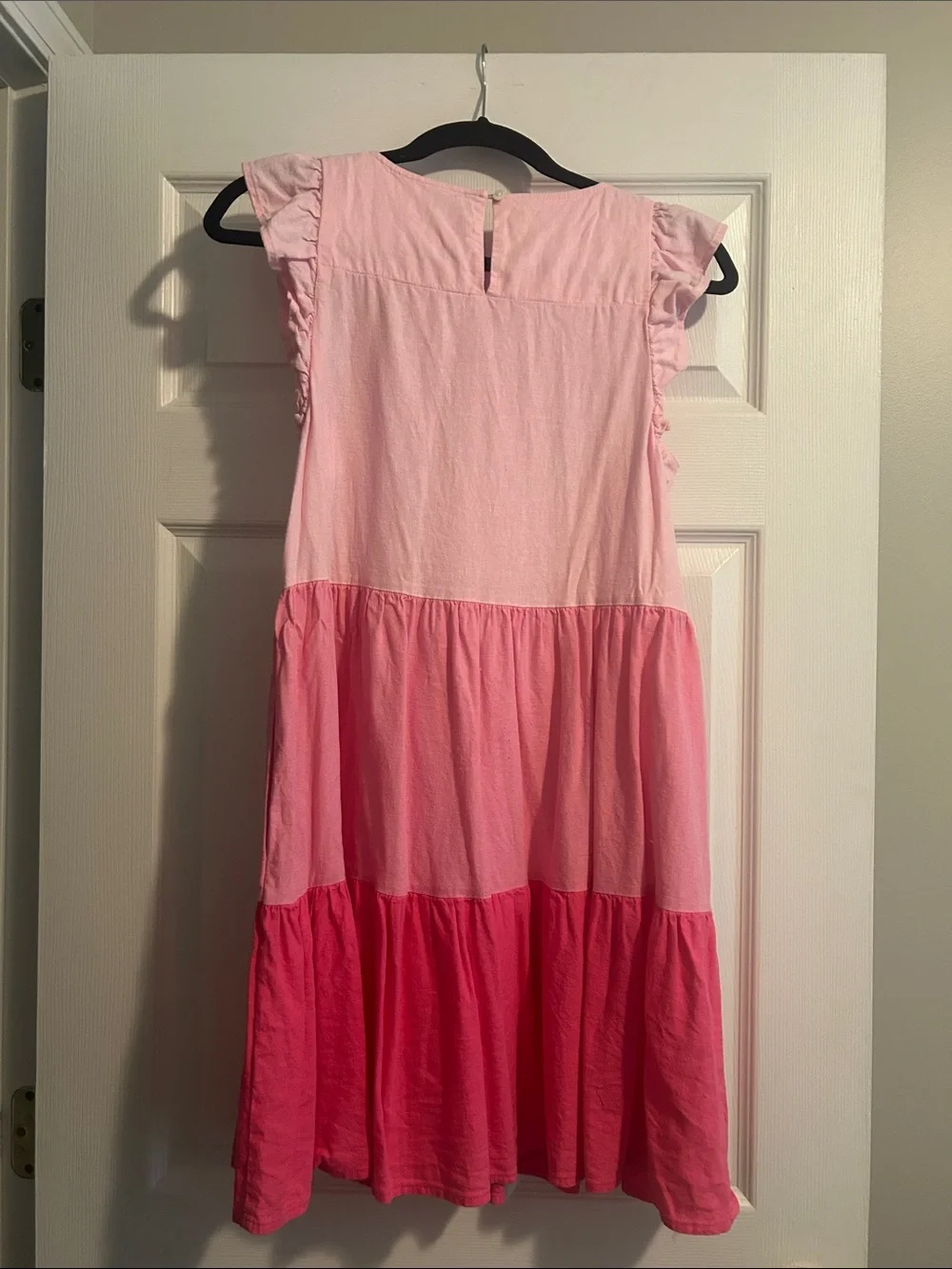 J CREW woman’s size 2 pink Tiered Ruffle Sleeve Dress